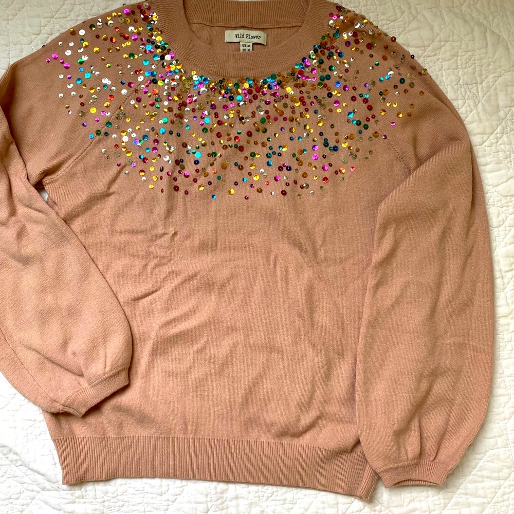 Wild flower pinks detailed sweater